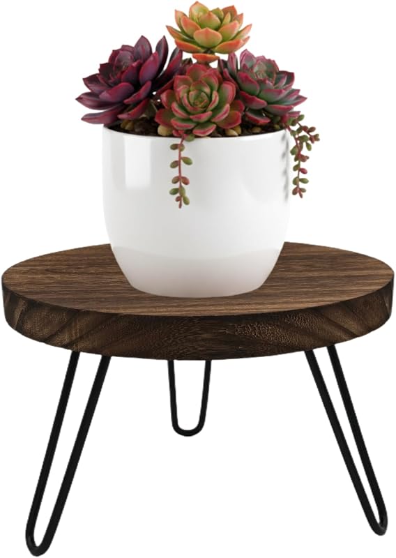 Wood Plant Stand Indoor Outdoor, 10'' Flower Planter Stands Fit 5-12'' Pot