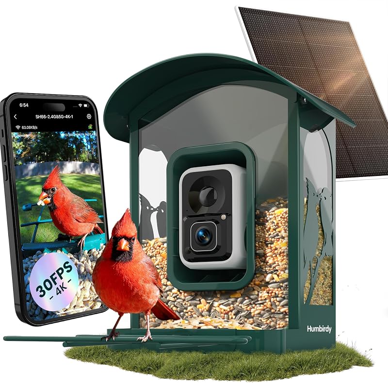 4K Smart Bird Feeder with Camera,No Subscription,Solar Powered