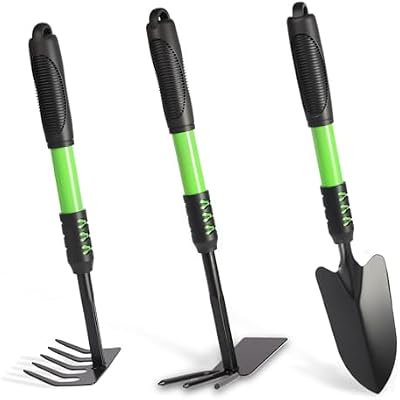 Gardening Tool, 3 Pack Lightweight Heavy Duty Spade Shovel, Garden Tools and Hand Rake with Soft Rubber Non-S… — view 2