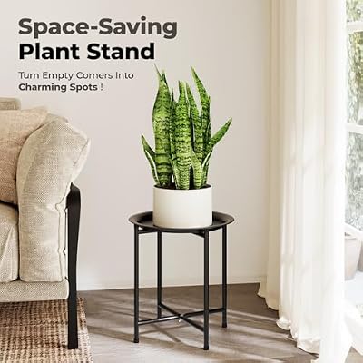 Bamworld Plant Stand Indoor Tall Plant Table Outdoor Plant Stool Black — view 3