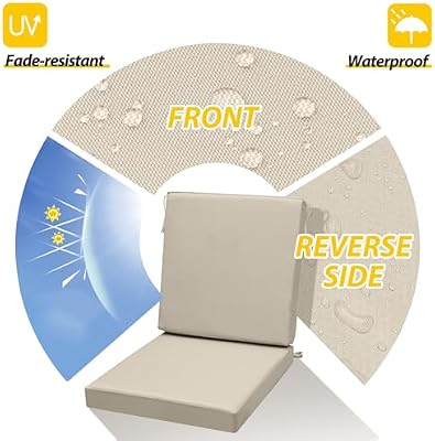 AAAAAcessories Outdoor Chair Cushions, 20 x 20 x 3 + 24 in, Set of 1 — view 3