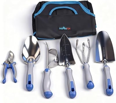 8 PCS Gardening Tools Set with Ergonomic Handles, Heavy Duty Garden Tool Kit with Storage Bag, Rust-Resistant… — view 2