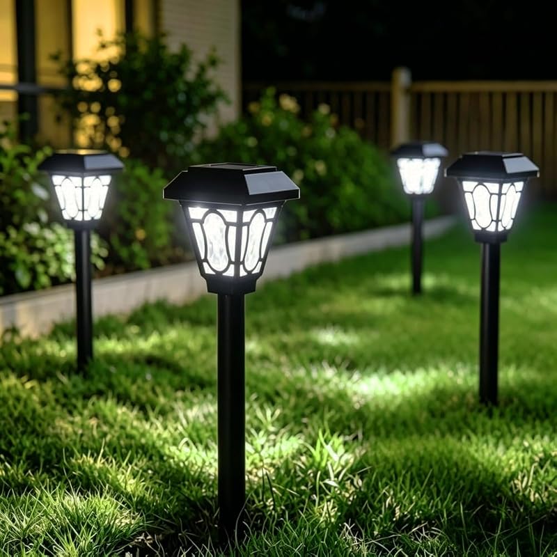 12 Pack Solar Lights with Cute Light Patten, 3 Lumens Cool White Led, for Pathway,Path, Patio, Yard, Driveway…