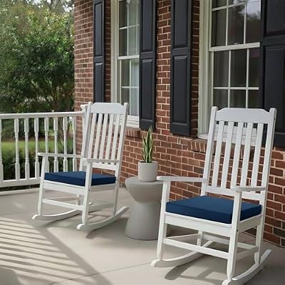Outdoor Chair Cushions, Set of 4, 19 x 19 Inch, Navy Blue — view 3