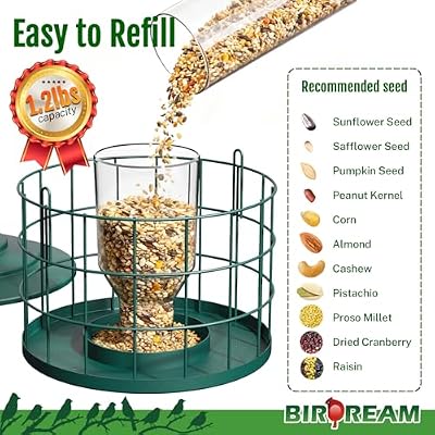 Birdream Metal Cage Bird Feeder for Outdoor Hanging, Green — view 4