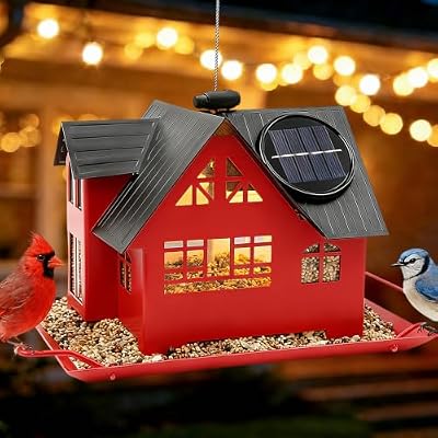 Solar Bird Feeders for Outdoors Hanging, Heavy-Duty All-Metal — view 2