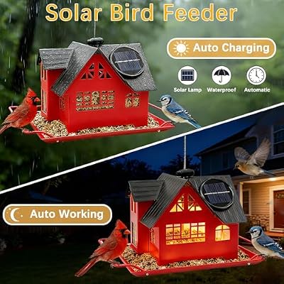 Solar Bird Feeders for Outdoors Hanging, Heavy-Duty All-Metal — view 4