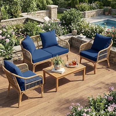 L’AGRATY Outdoor Chair Cushions for Patio Furniture：24" x 24" Deep Seat Cushions with Backrest for Couch Sofa… — view 3