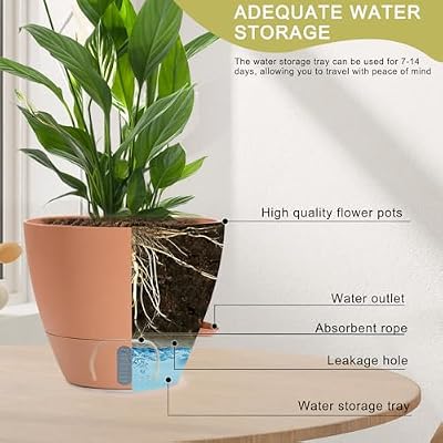 4 Pack Plant Pots,12/10/9/8/ Inch Self Watering Pots for Indoor/Outdoor Plants Deep Reservoir,Nursery Plantin… — view 4