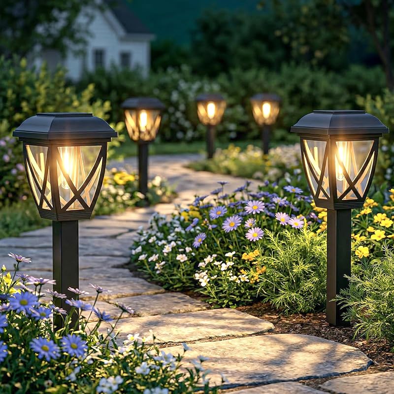 Greluna Solar Pathway Lights Outdoor 10 Pack, Warm White 3000K Solar Lights