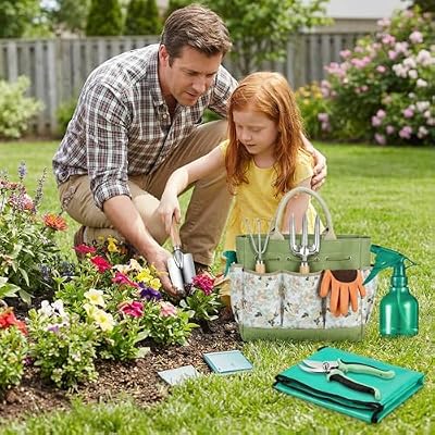 10-Piece Heavy Duty Garden Tool Set Green Gardening Essentials — view 3