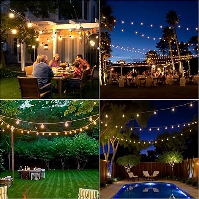 60FT Solar String Lights Outdoor Waterproof with Remote,Shatterproof ST38 20 LED Bulbs,2700K Dimmable Solar L… — view 3