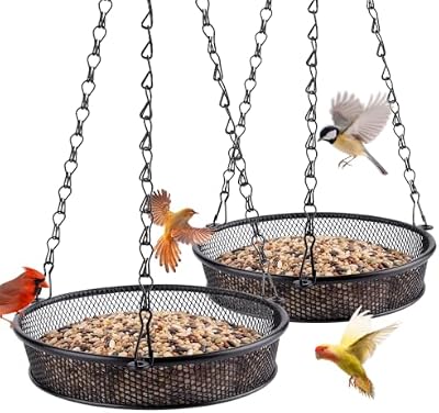 BOLITE Hanging Bird Feeder, Platform Feeders for Outdoors, Metal Mesh — view 2