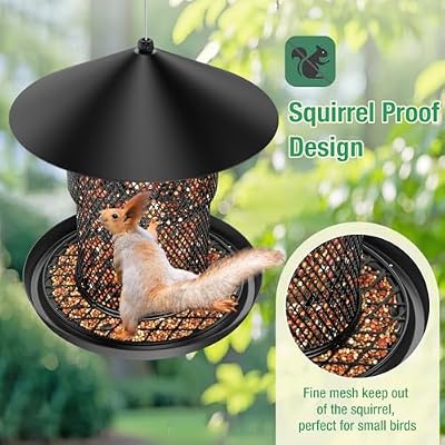 Bird Feeder for Outdoor, 3.6LB All Metal with Roof, Chew Proof — view 4
