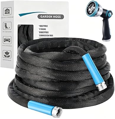 50FT Black Garden Hose, Lightweight No Kink Water Hose with 10 Function Spray Nozzle, 3/4 Inch Rust-Proof Alu… — view 2