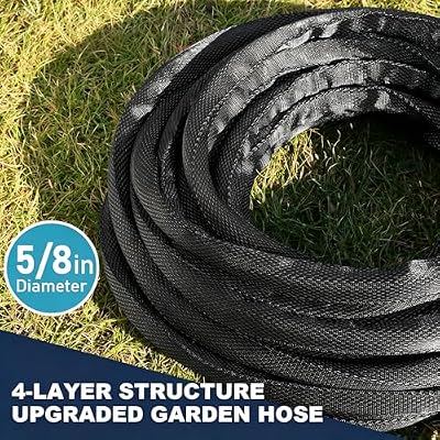 50FT Black Garden Hose, Lightweight No Kink Water Hose with 10 Function Spray Nozzle, 3/4 Inch Rust-Proof Alu… — view 4