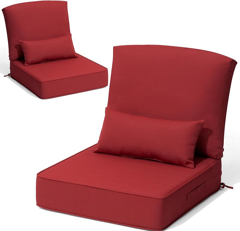 Crestlive Outdoor Deep Seat Cushion Set of 2, with Pillow, 24x24x5.5
