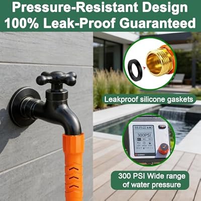 Flexible Garden Hose 50 Ft, Ultra Lightweight Water Hoses w/10 Function Sprayer, Non-Kink, All-Weather Hose P… — view 3