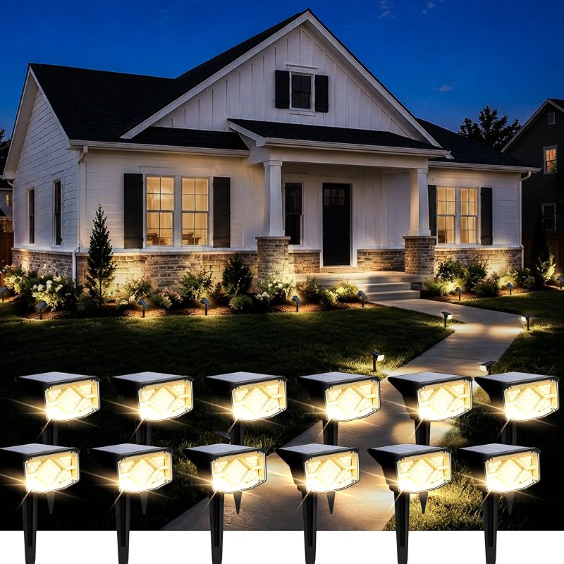 AUDERWIN Solar Spot Lights Outdoor Waterproof 12 Pack Warm White