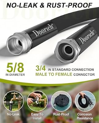 Garden Hose, 50ft Flat Ultra Lightweight Flexible Water Hose Black — view 4