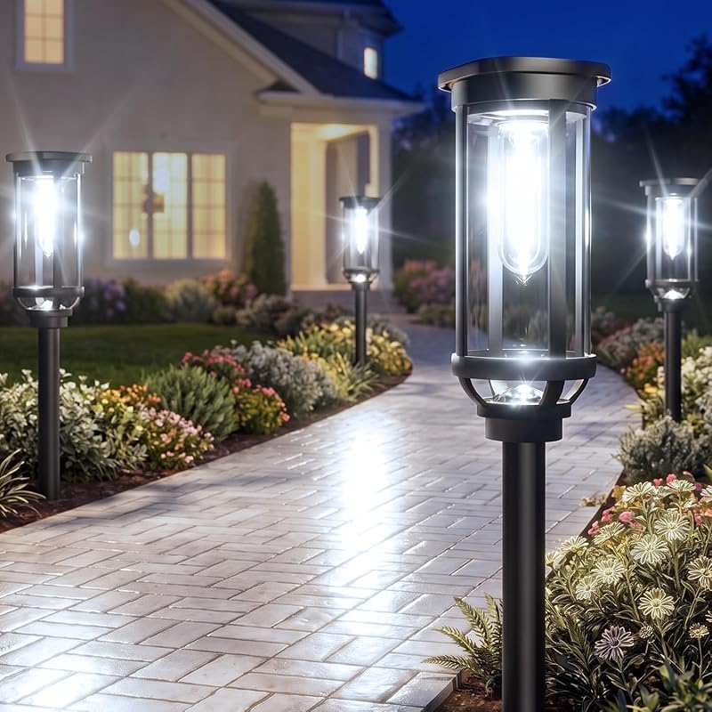 Ensenior Solar Pathway LED Lights Outdoor, 6500K Cool White, 6 Pack