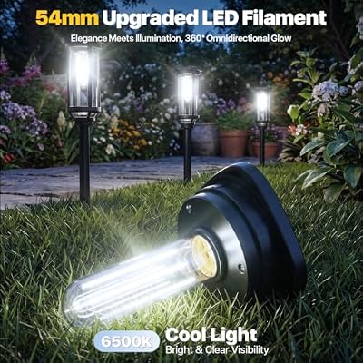 Ensenior Solar Pathway LED Lights Outdoor, 6500K Cool White, 6 Pack — view 3