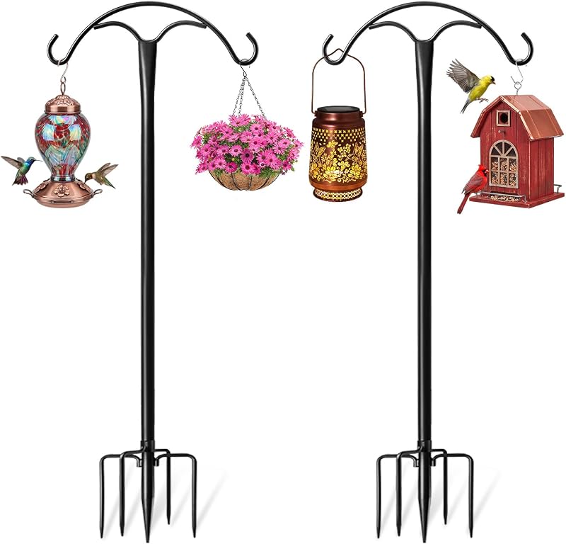 2 Pack 76" Shepherds Hooks for Outdoor, Heavy-Duty Metal Bird Feeder Pole