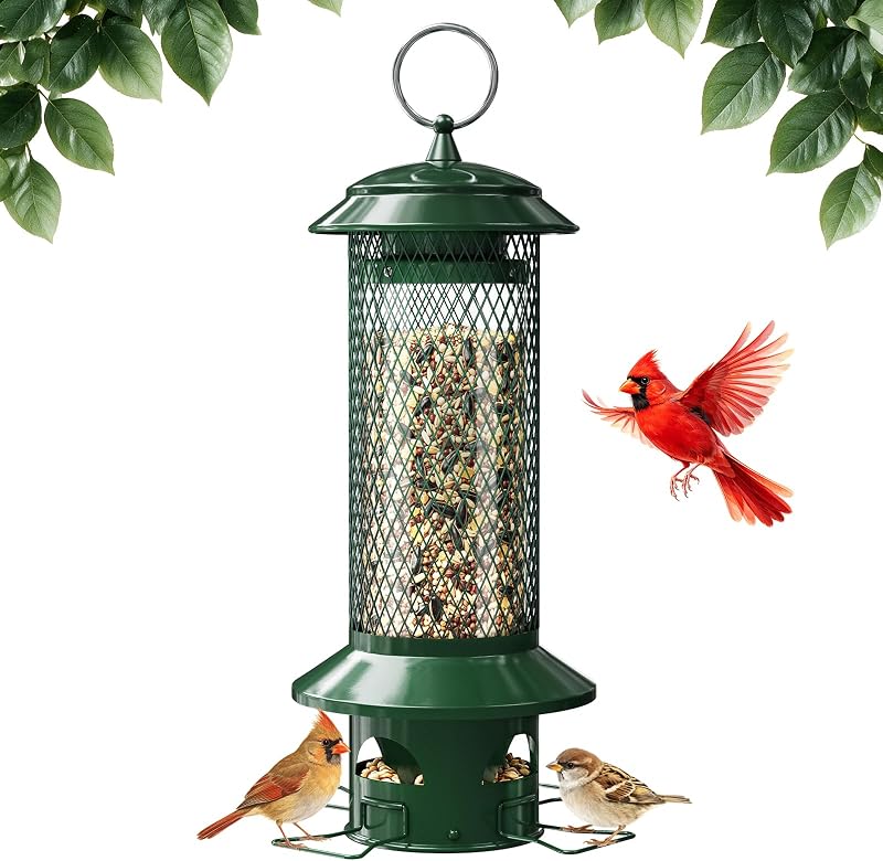 Squirrel Proof Bird Feeders for Outdoors Hanging, Chew Proof Bird feeders