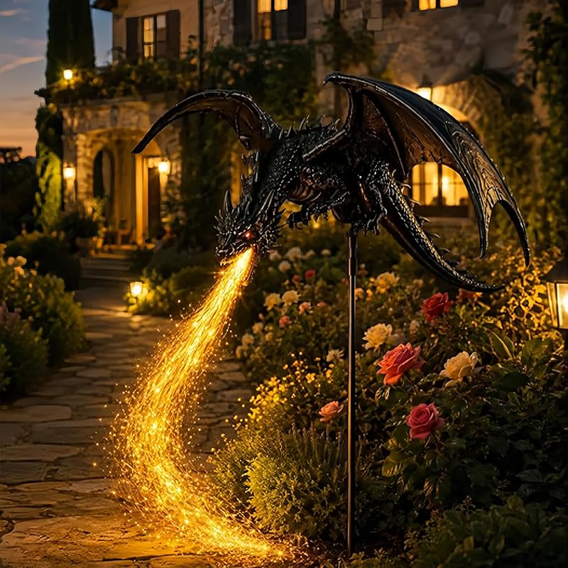 2027 New Solar Dragon Fire Garden Light, Dragon Flame Solar Light, Dragon Garden Stake Outdoor Decor